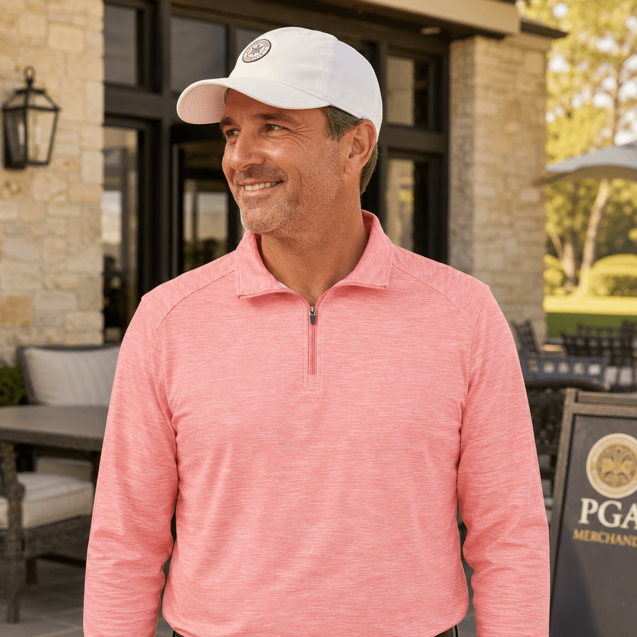 Space Dye 1/4 Zip Golf Pullover - F/X Fusion Golf - Quarter Zip - Coral