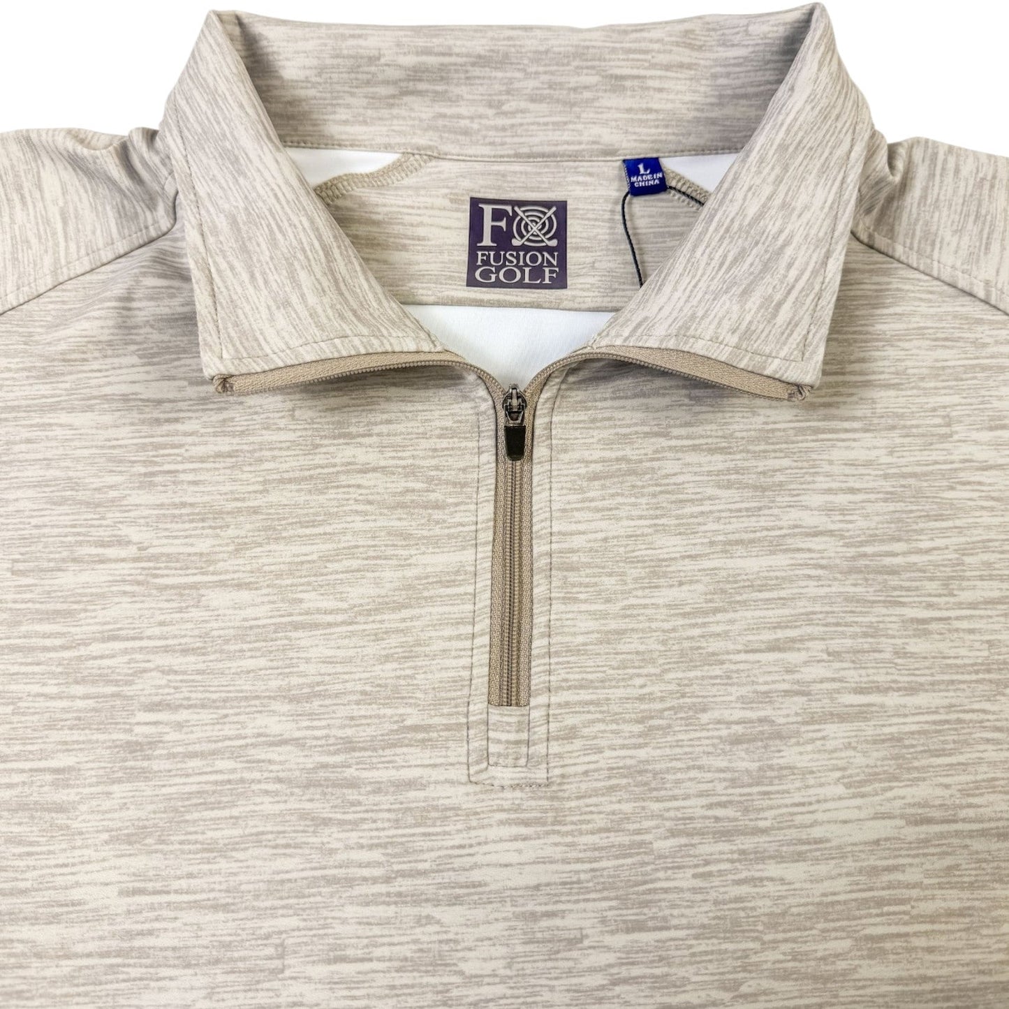 Space Dye 1/4 Zip Golf Pullover - F/X Fusion Golf - Quarter Zip - Tan