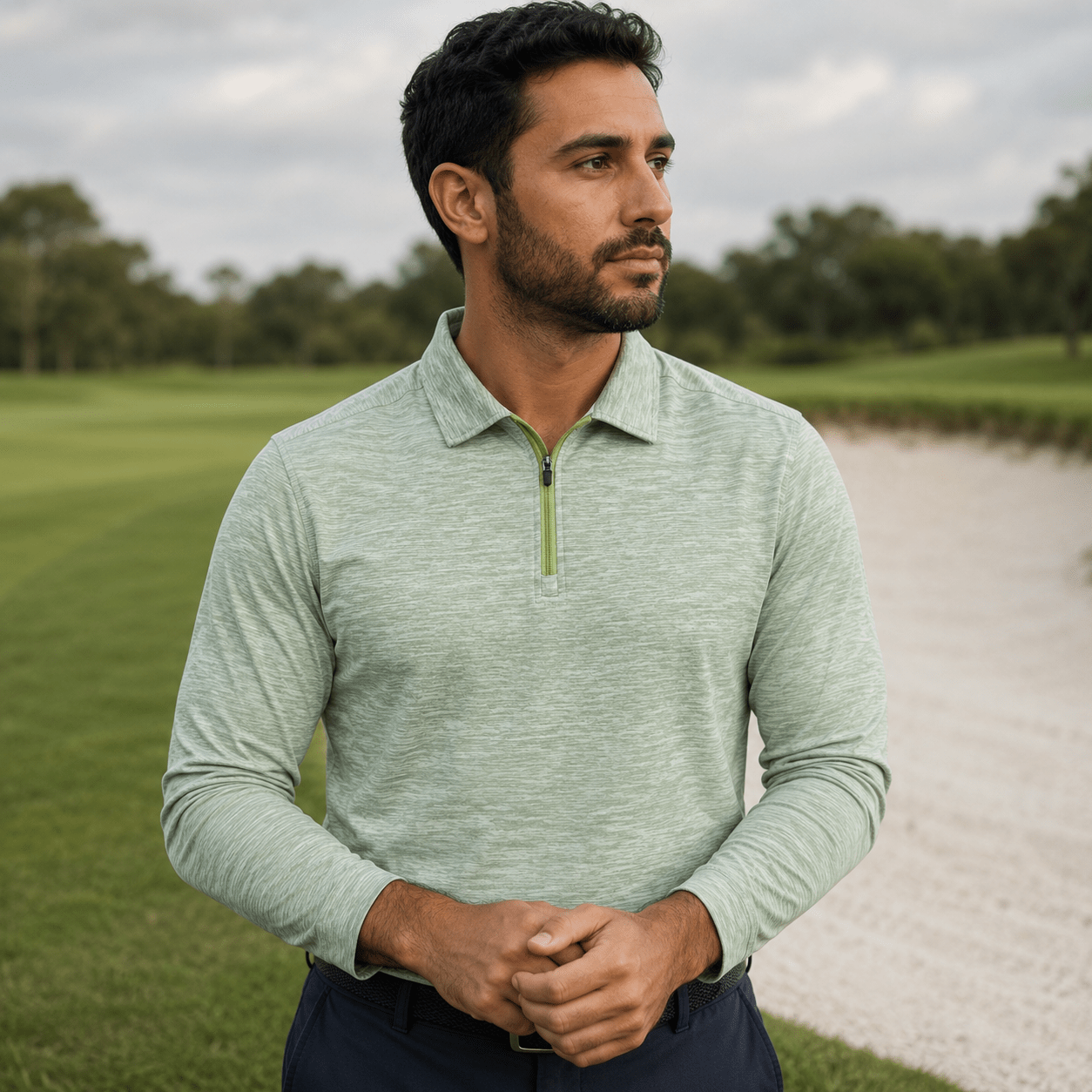 Space Dye 1/4 Zip Golf Pullover - F/X Fusion Golf - Quarter Zip - Green