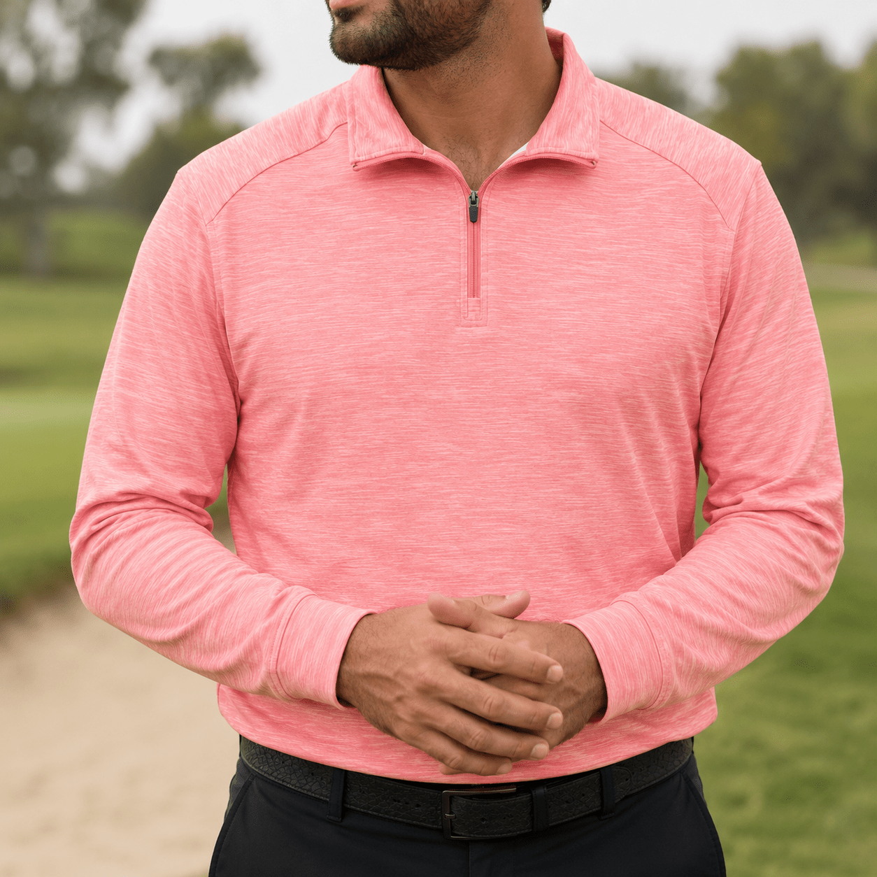 Space Dye 1/4 Zip Golf Pullover - F/X Fusion Golf - Quarter Zip - Coral