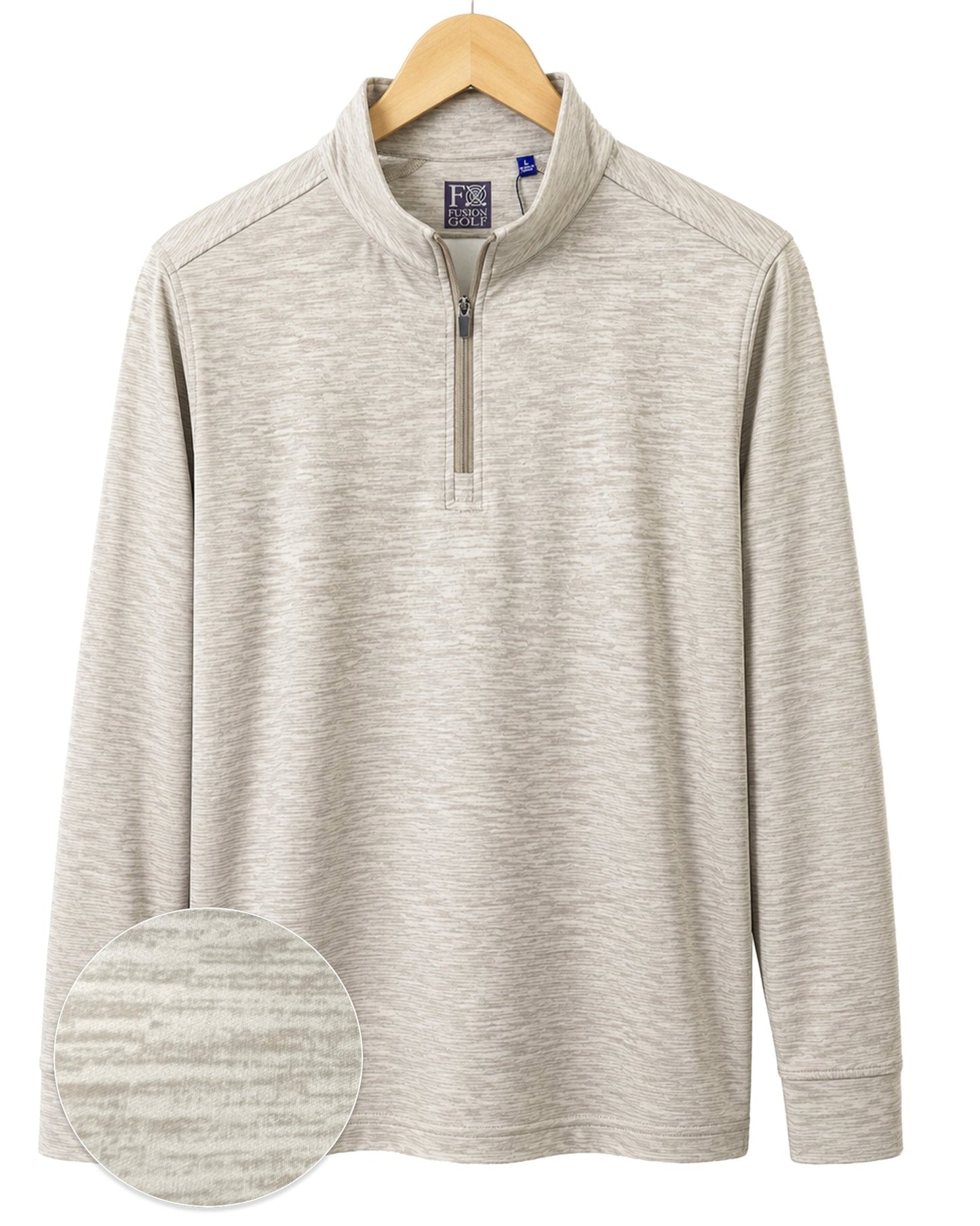 Space Dye 1/4 Zip Golf Pullover - F/X Fusion Golf - Quarter Zip - Tan