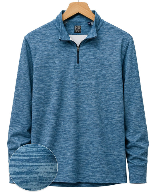 Space Dye 1/4 Zip Golf Pullover - F/X Fusion Golf - Quarter Zip - Blue - M