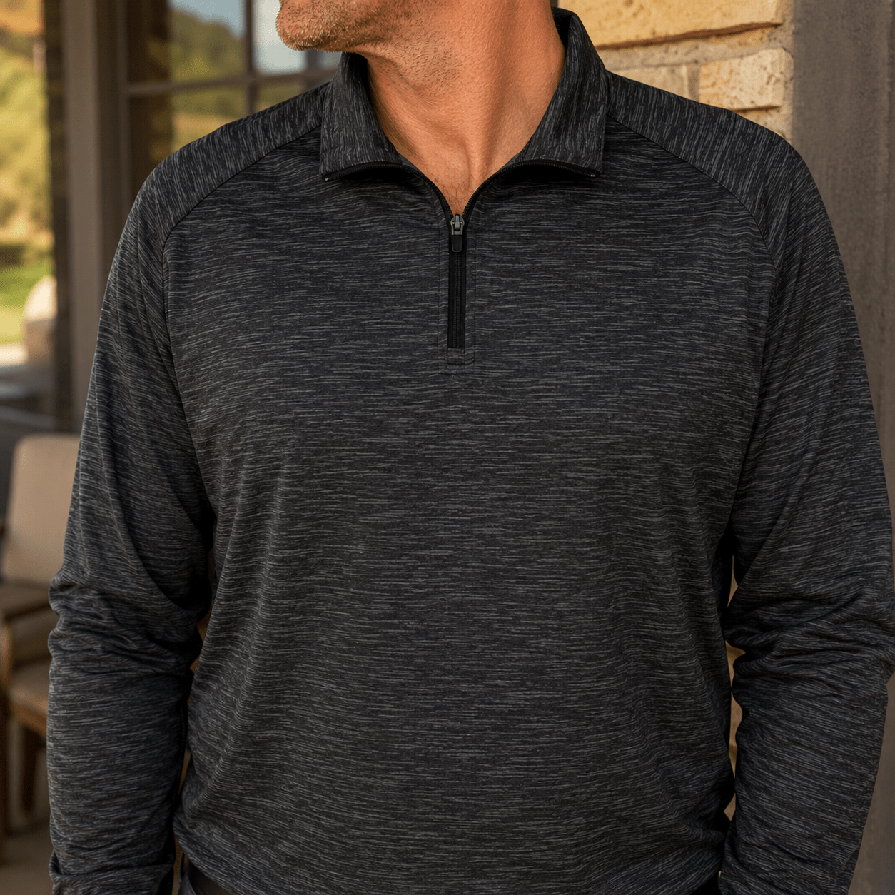 Space Dye 1/4 Zip Golf Pullover - F/X Fusion Golf - Quarter Zip - Charcoal