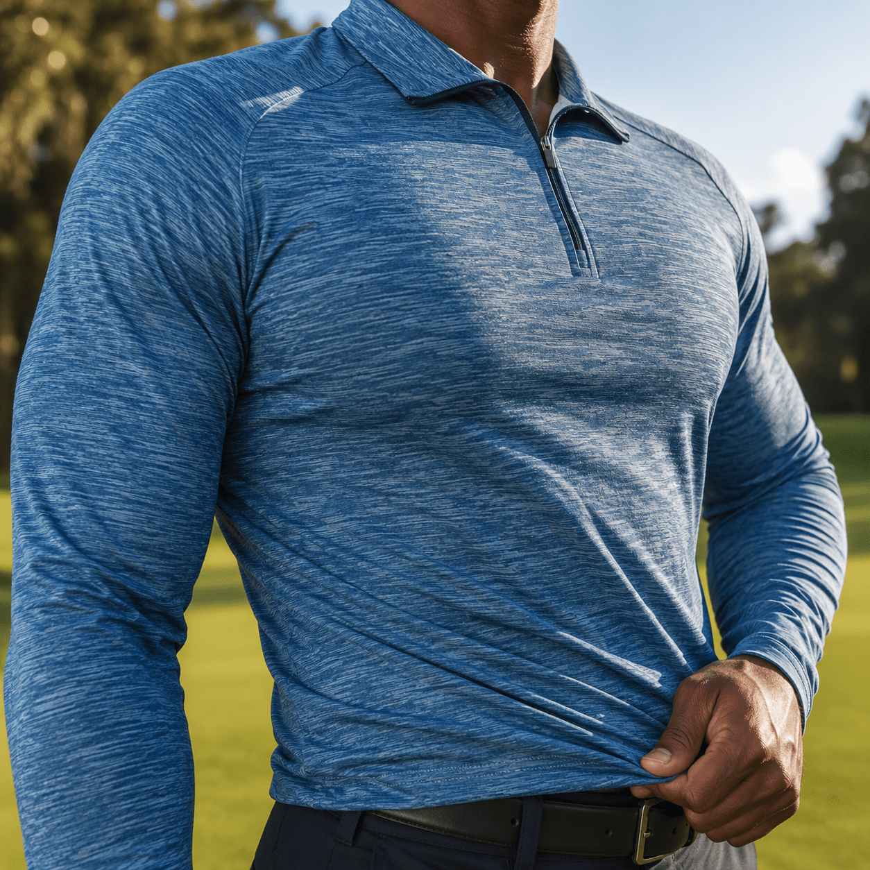 Space Dye 1/4 Zip Golf Pullover - F/X Fusion Golf - Quarter Zip - Blue