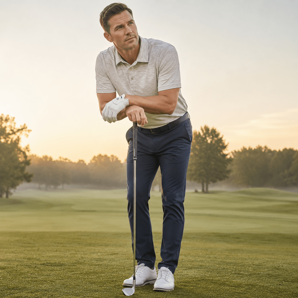 Space Dye Performance Golf Polo - F/X Fusion Golf - Polo - Tan