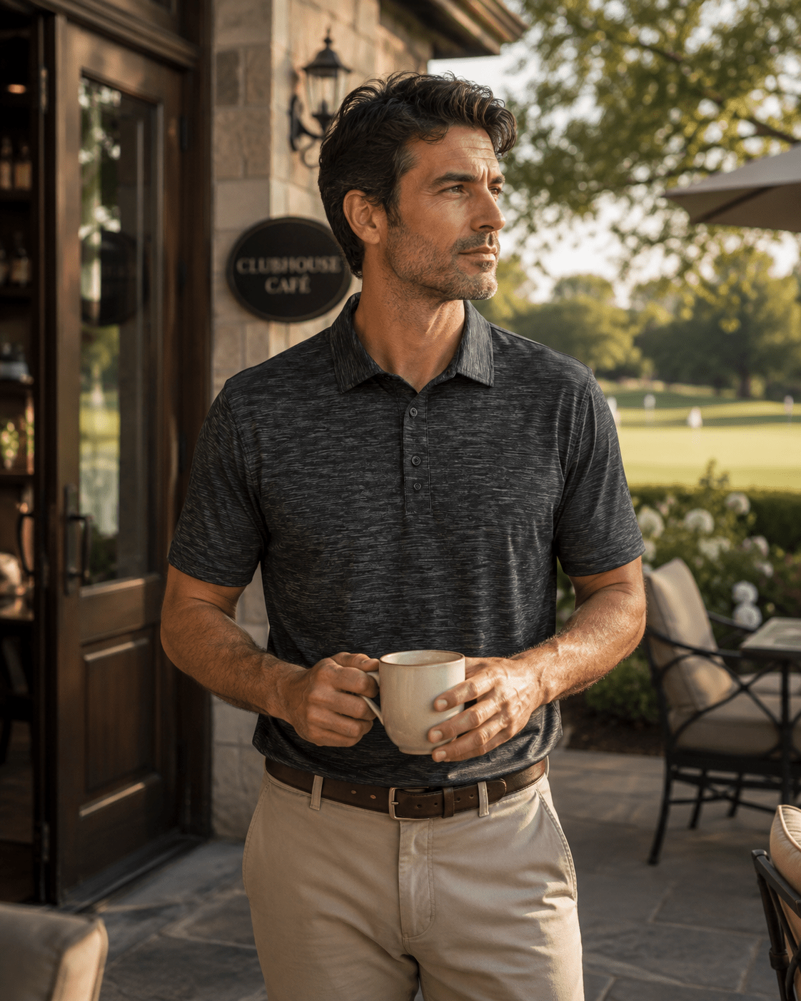 Space Dye Performance Golf Polo - F/X Fusion Golf - Polo - Charcoal - M