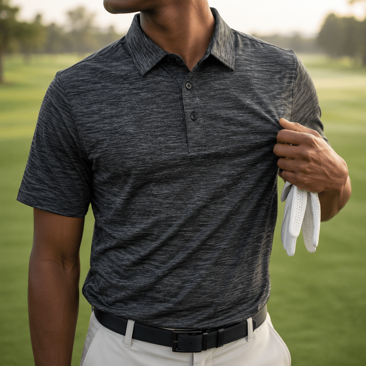 Space Dye Performance Golf Polo - F/X Fusion Golf - Polo - Charcoal