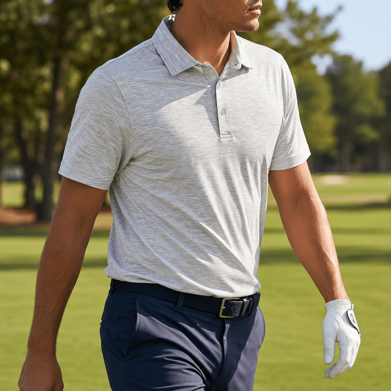 Space Dye Performance Golf Polo - F/X Fusion Golf - Polo - Tan