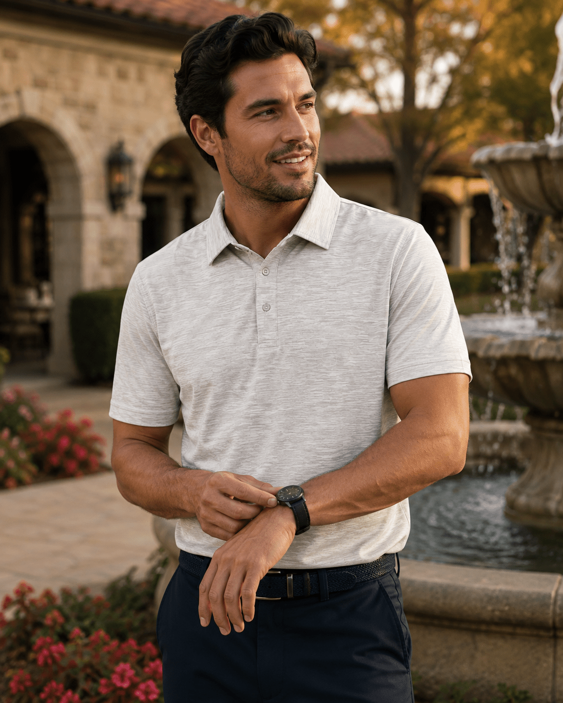 Space Dye Performance Golf Polo - F/X Fusion Golf - Polo - Tan - M