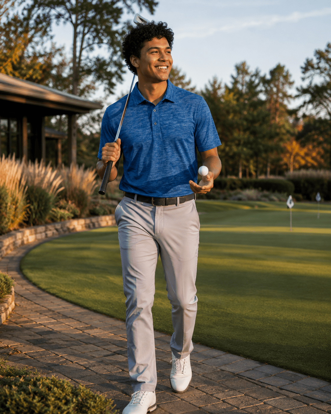 Space Dye Performance Golf Polo - F/X Fusion Golf - Polo - Blue - M