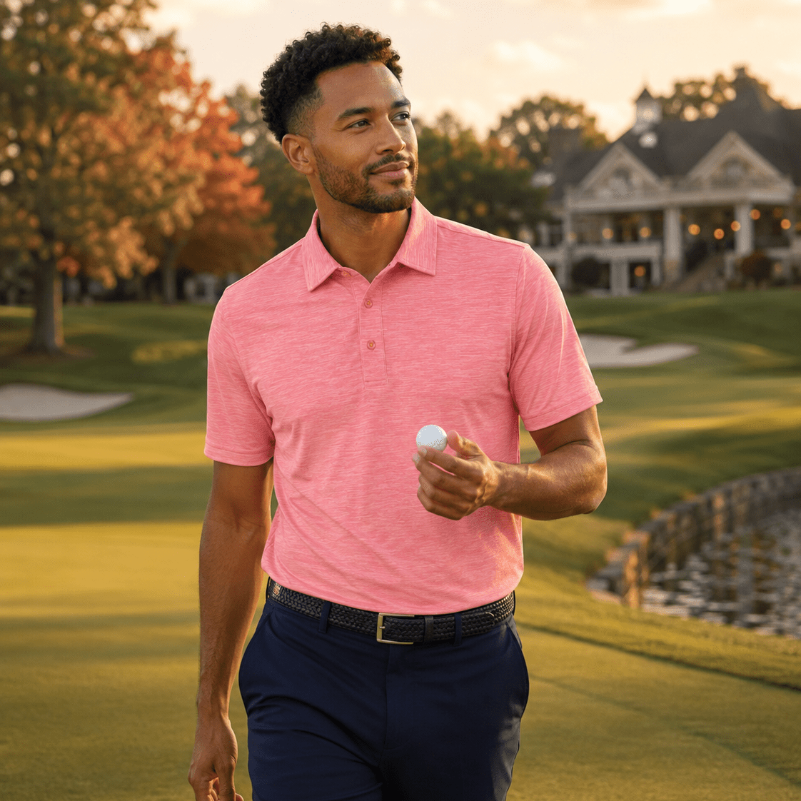 Space Dye Performance Golf Polo - F/X Fusion Golf - Polo - Coral - M