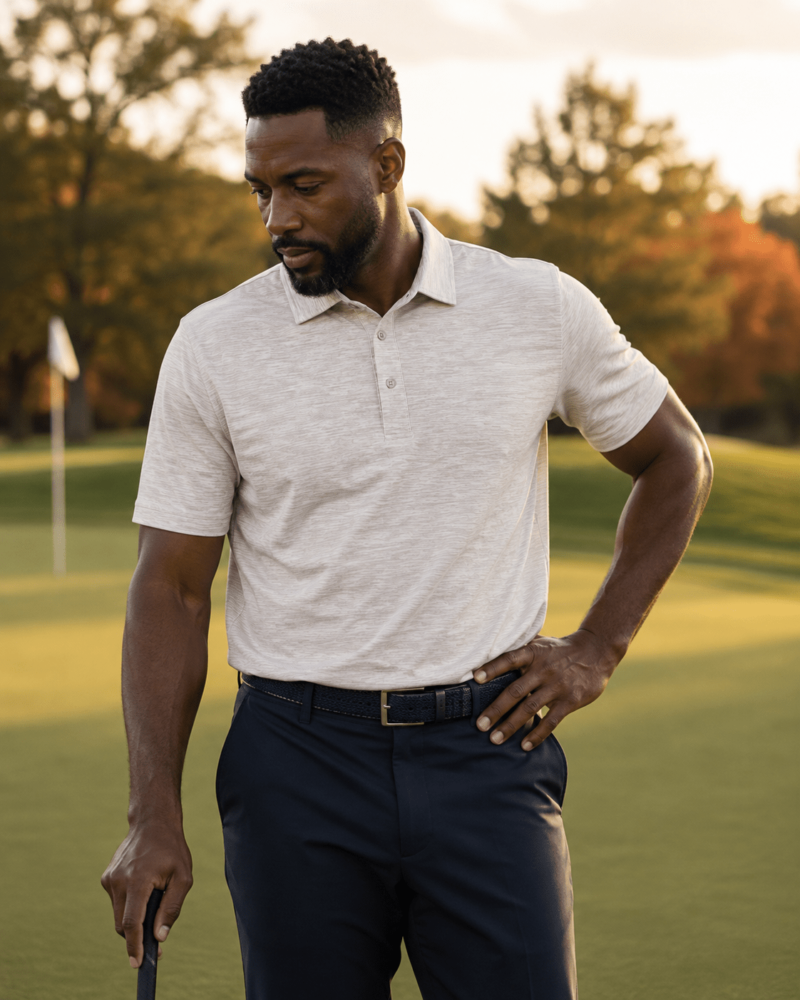 Space Dye Performance Golf Polo - F/X Fusion Golf - Polo - Tan - M