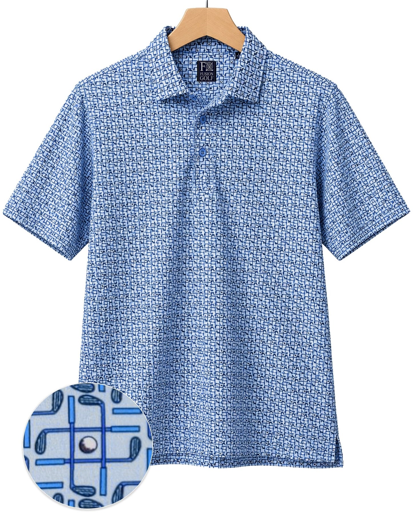 Tic Tac Toe Performance Golf Polo - F/X Fusion Golf - Polo - Blue