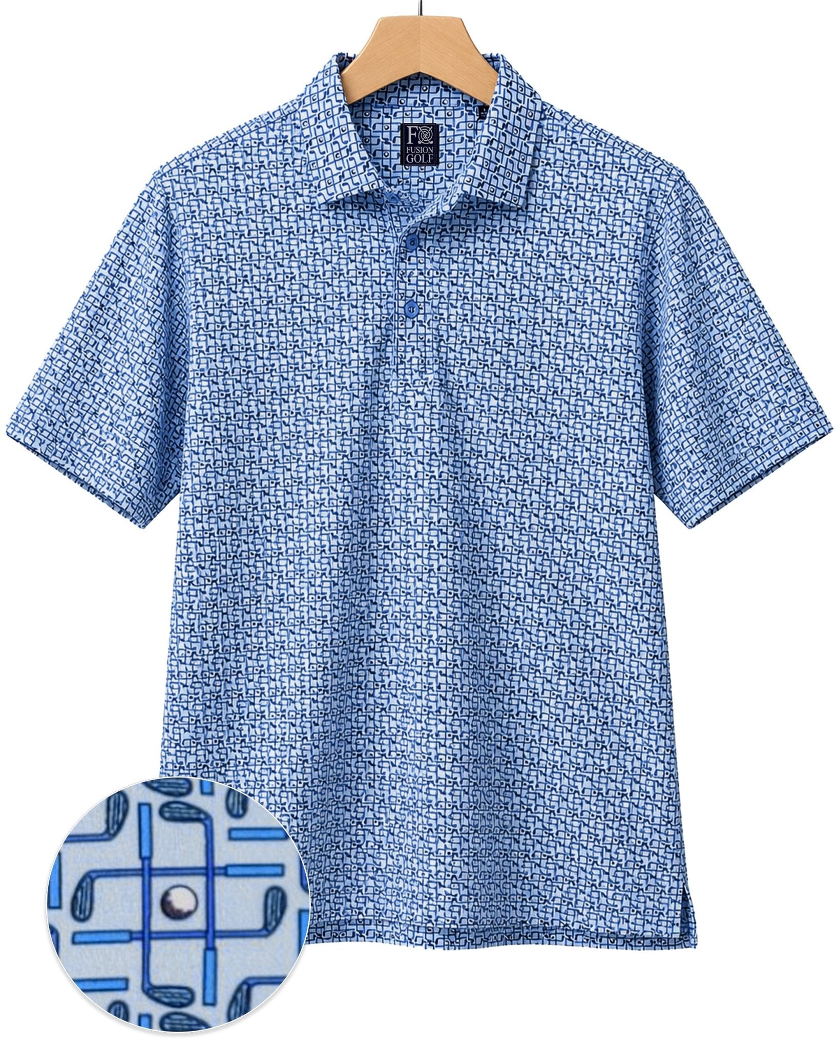 Tic Tac Toe Performance Golf Polo - F/X Fusion Golf - Polo - Blue