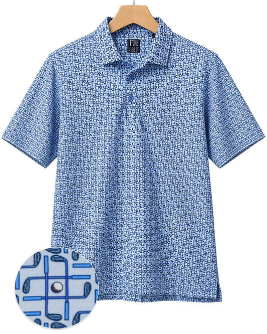 Tic Tac Toe Performance Golf Polo - F/X Fusion Golf - Polo - Blue