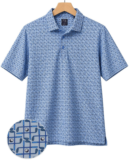 Tic Tac Toe Performance Golf Polo - F/X Fusion Golf - Polo - Blue