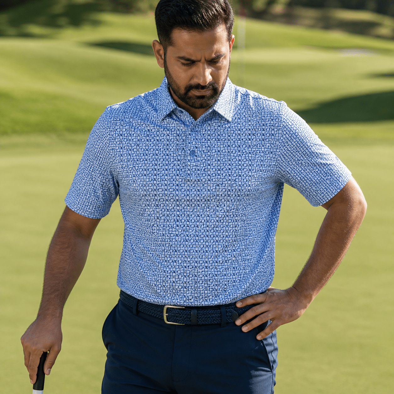 Tic Tac Toe Performance Golf Polo - F/X Fusion Golf - Polo - Blue