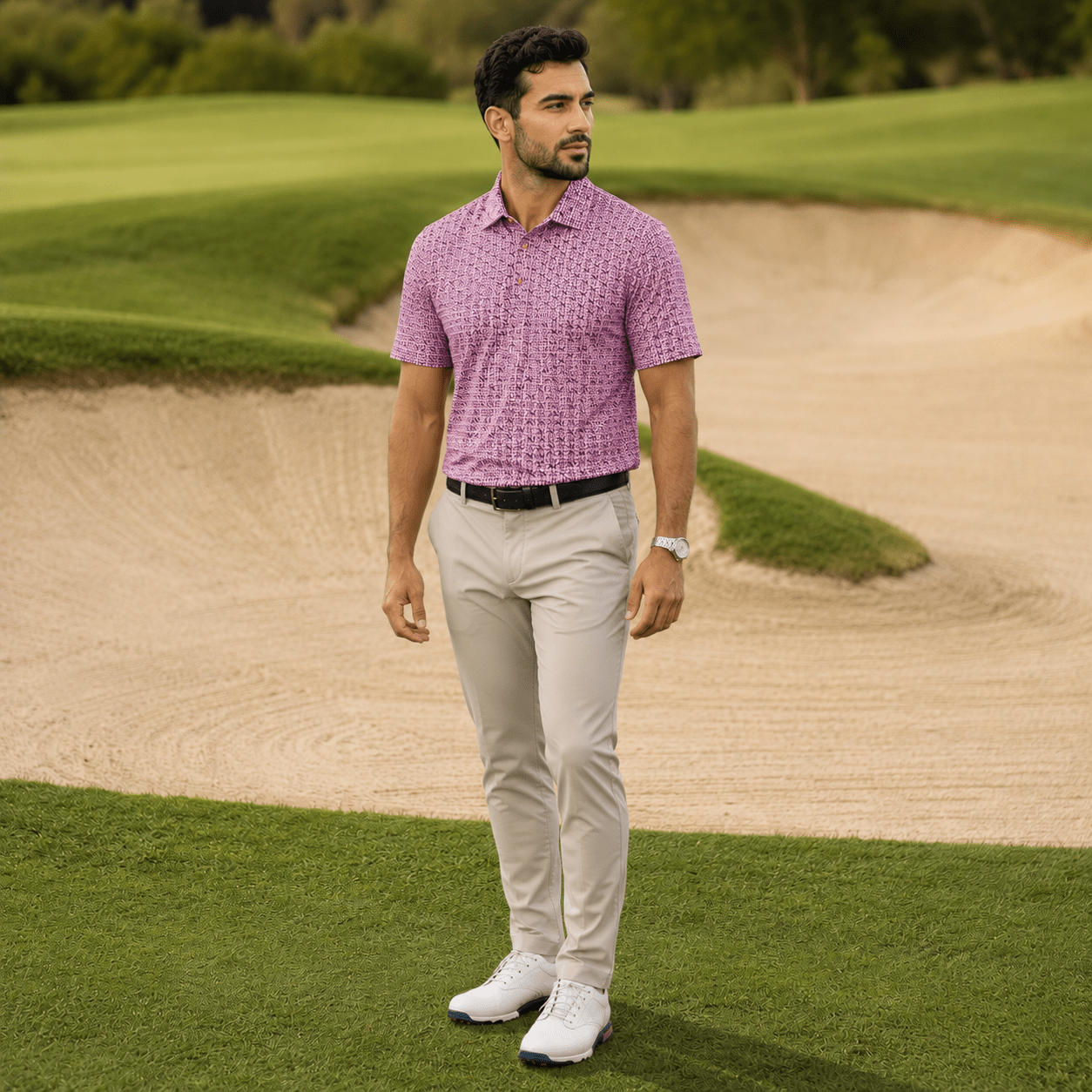 Tic Tac Toe Performance Golf Polo - F/X Fusion Golf - Polo - Coral