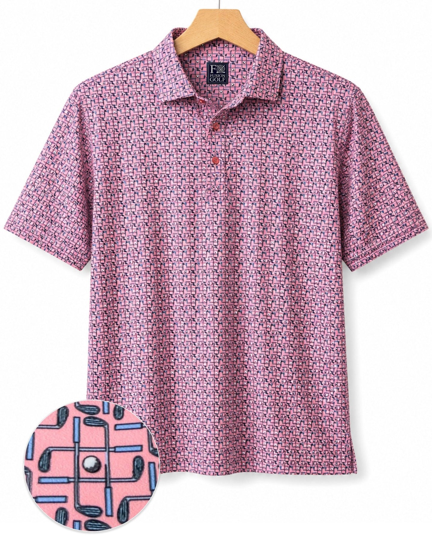 Tic Tac Toe Performance Golf Polo - F/X Fusion Golf - Polo - Coral