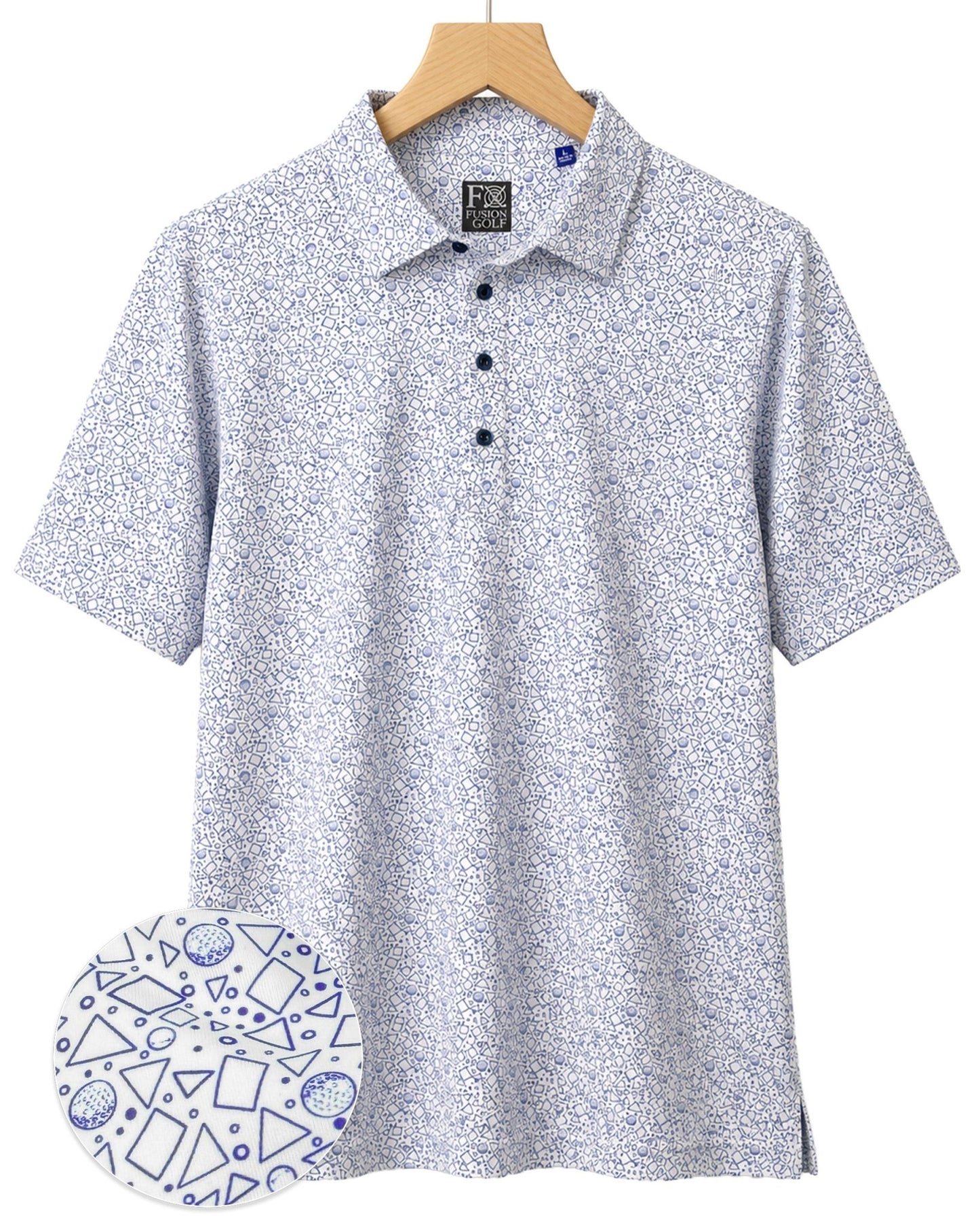 Tossed Geos Performance Golf Polo - F/X Fusion Golf - Polo - Navy
