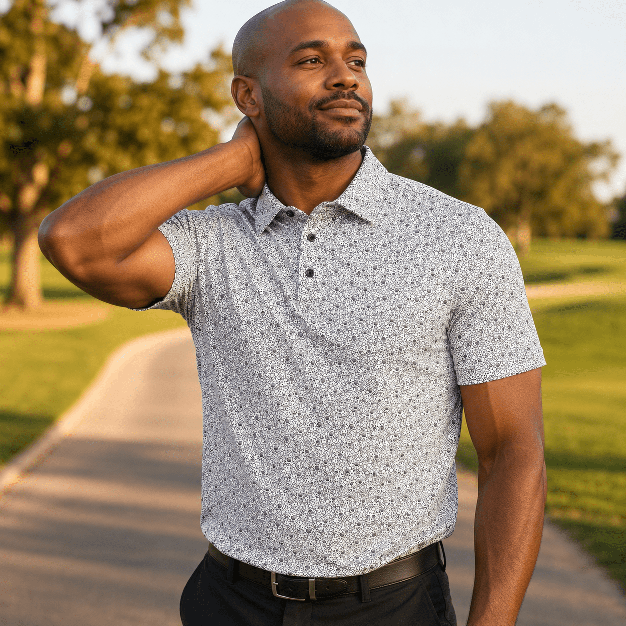 Tossed Geos Performance Golf Polo - F/X Fusion Golf - Polo - Black