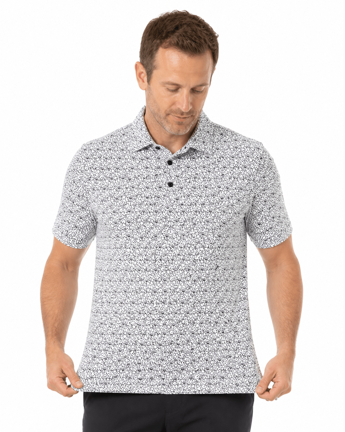 Tossed Geos Performance Golf Polo - F/X Fusion Golf - Polo - Black