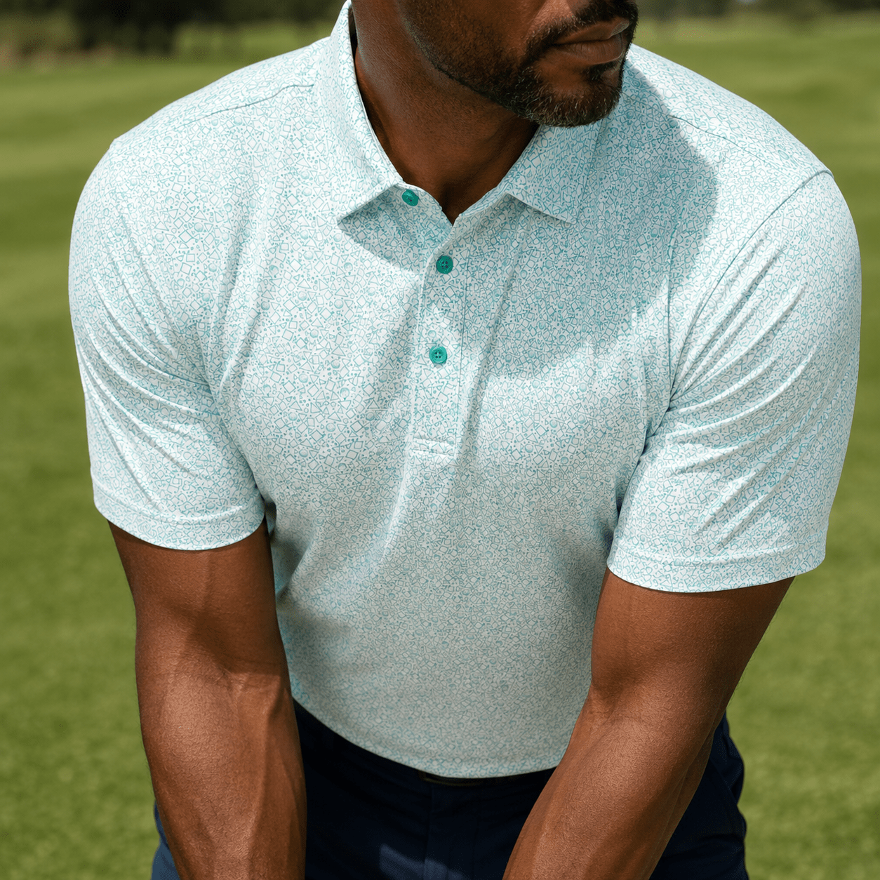Tossed Geos Performance Golf Polo - F/X Fusion Golf - Polo - Teal