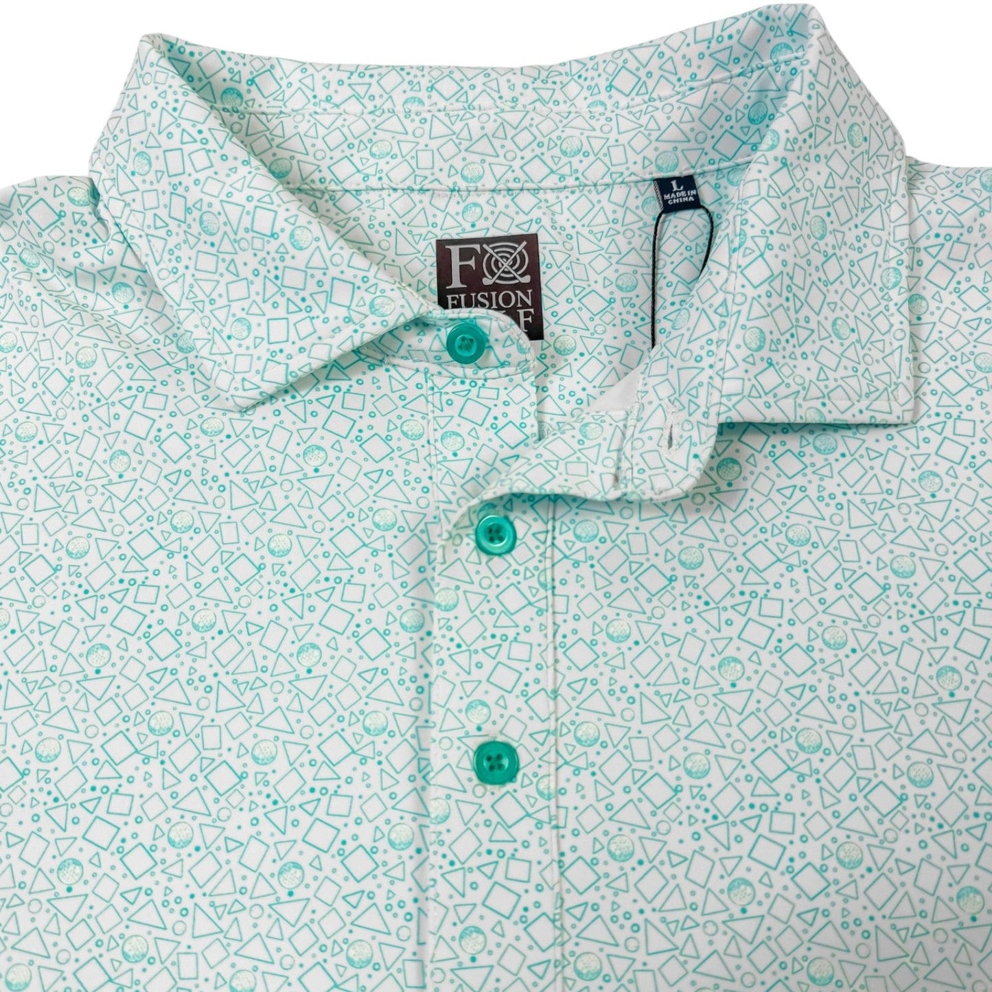 Tossed Geos Performance Golf Polo - F/X Fusion Golf - Polo - Teal