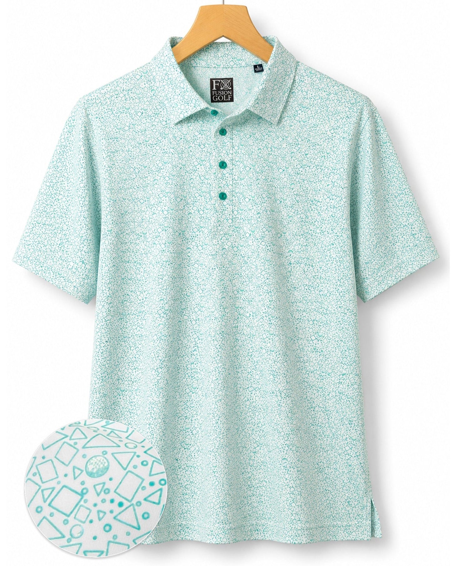 Tossed Geos Performance Golf Polo - F/X Fusion Golf - Polo - Teal