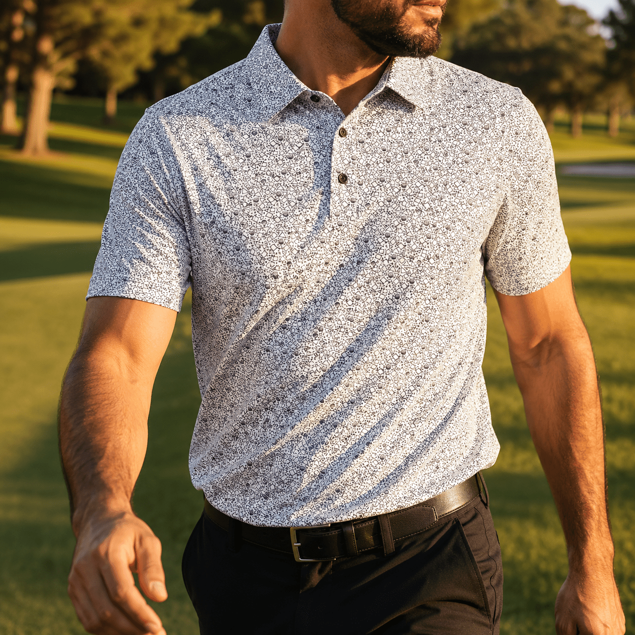 Tossed Geos Performance Golf Polo - F/X Fusion Golf - Polo - Black