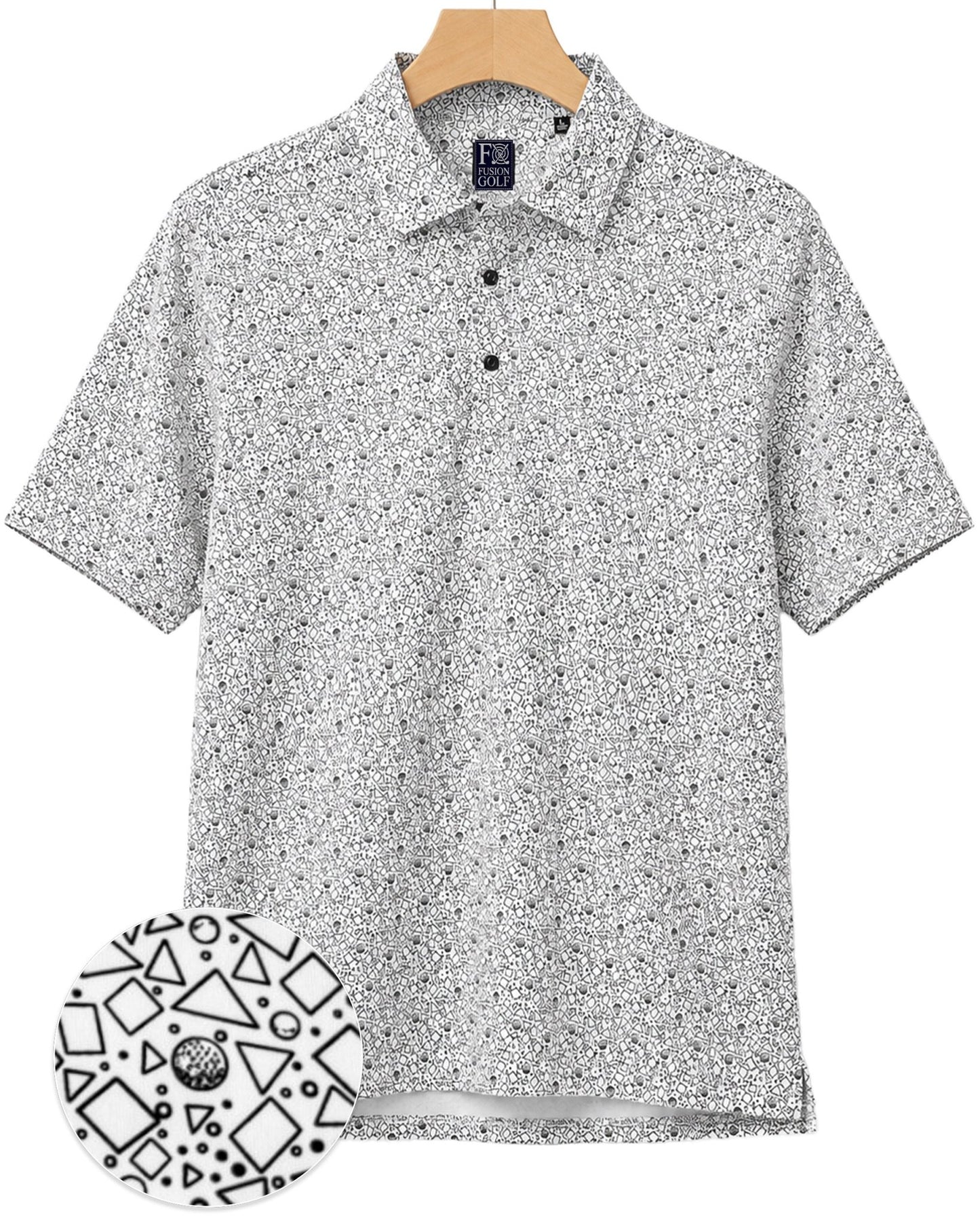 Tossed Geos Performance Golf Polo - F/X Fusion Golf - Polo - Black